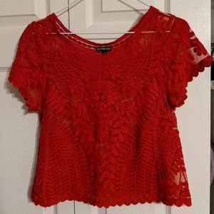 Express Lace Embroidered Cropped Blouse